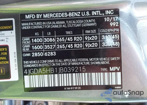 2018 Mercedes-Benz Gle 350 4Matic from USA, damaged, VIN 4JGDA5HB1JB039215